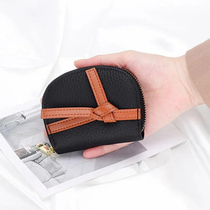 Women's Leather High Texture Zipper Holder 2024 New Color Contrast Multi-card Slot Credit Card Coin Purse