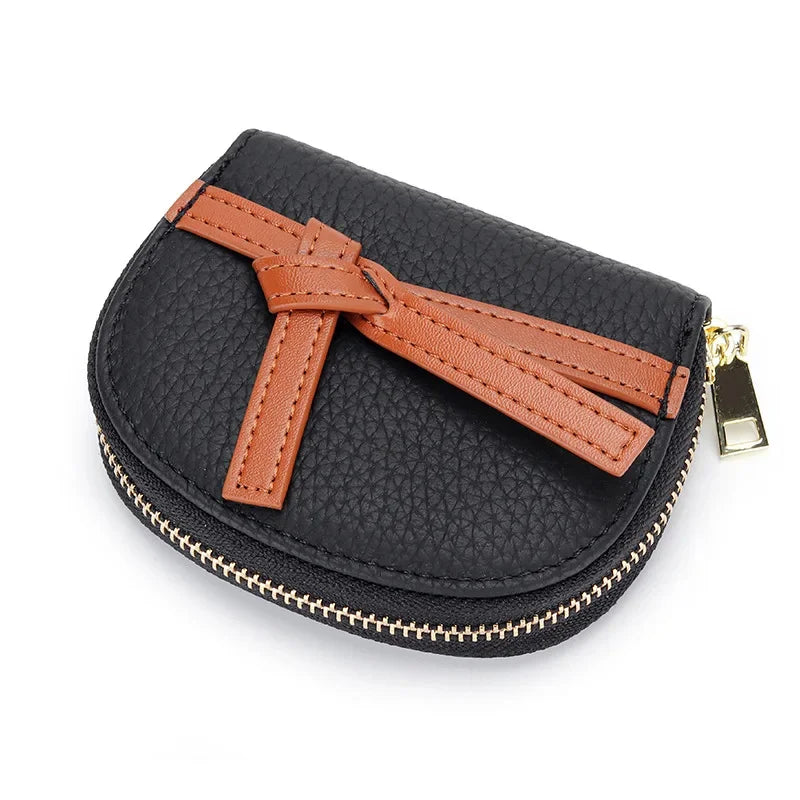 Women's Leather High Texture Zipper Holder 2024 New Color Contrast Multi-card Slot Credit Card Coin Purse