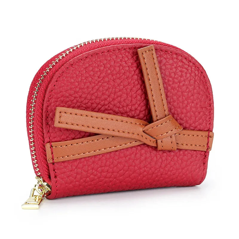 Women's Leather High Texture Zipper Holder 2024 New Color Contrast Multi-card Slot Credit Card Coin Purse