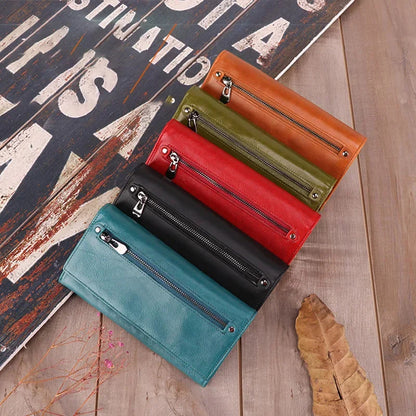 Women's Leather Wallet Multi-card Long Coin Purses Multi-function Madam Mobile Phone Money Clip High Capacity Fashion
