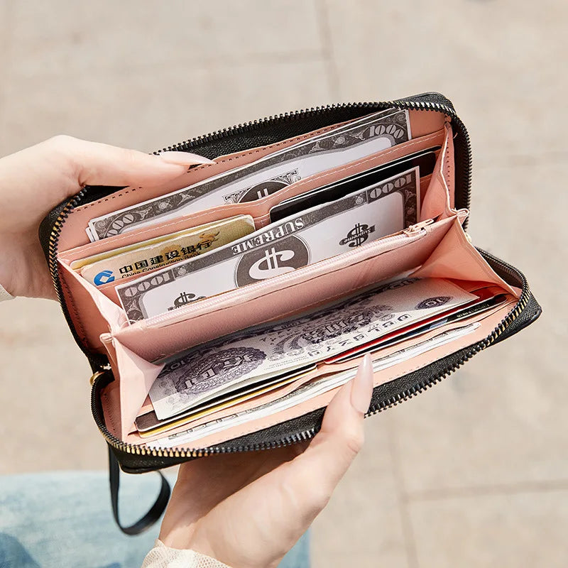 Women's Leather Wallet Woman Luxury Long Wallets Fashion Women Purses Money Bags Handbags Womens Purse Cards Holder