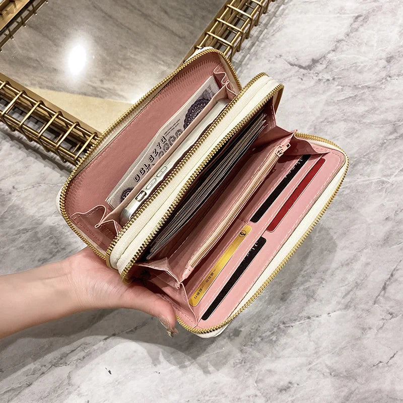 Women's Leather Wallet Woman Luxury Long Wallets Fashion Women Purses Money Bags Handbags Womens Purse Cards Holder