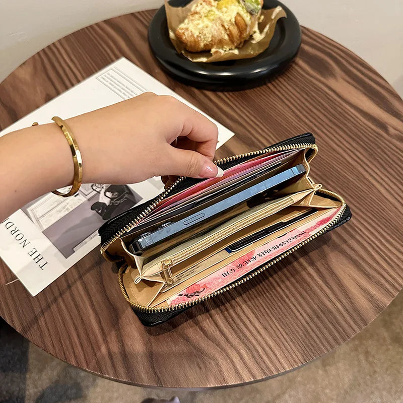 Women's Leather Wallet Woman Luxury Long Wallets Fashion Women Purses Money Bags Handbags Womens Purse Cards Holder