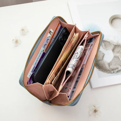 Women's Leather Wallet Woman Luxury Long Wallets Fashion Women Purses Money Bags Handbags Womens Purse Cards Holder