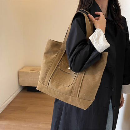 Women's Leisure Canvas Crossbody Bag Large-capacity Multi-storey Female Shoulder Bag Fashion Versatile Ladies Handbag