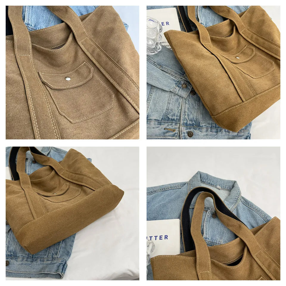 Women's Leisure Canvas Crossbody Bag Large-capacity Multi-storey Female Shoulder Bag Fashion Versatile Ladies Handbag