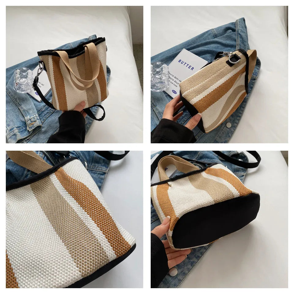 Women's Leisure Canvas Crossbody Bags Female Tote Bags Designer Light Soft Large-capacity Ladies Fashion Versatile Shoulder Bags