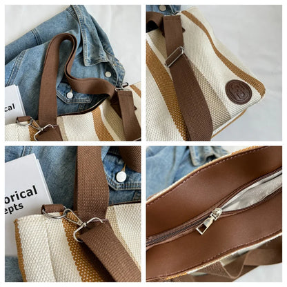 Women's Leisure Canvas Shoulder Bag Designer High Quality Female Light Crossbody Bag Large-capacity Ladies Fashion Shopping Bags