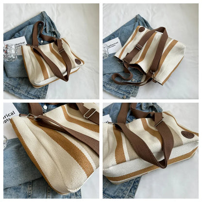 Women's Leisure Canvas Shoulder Bag Designer High Quality Female Light Crossbody Bag Large-capacity Ladies Fashion Shopping Bags