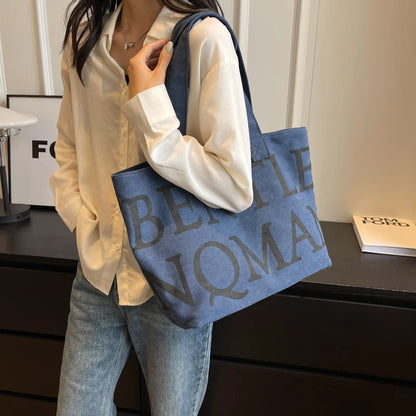 Women's Leisure Canvas Shoulder Bags Designer High Quality Ladies Fashion Handbags Large-capacity Female Trend Shopping Bags