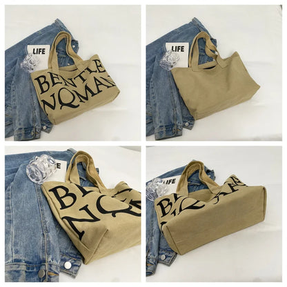 Women's Leisure Canvas Shoulder Bags Designer High Quality Ladies Fashion Handbags Large-capacity Female Trend Shopping Bags