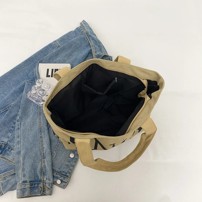 Women's Leisure Canvas Shoulder Bags Designer High Quality Ladies Fashion Handbags Large-capacity Female Trend Shopping Bags
