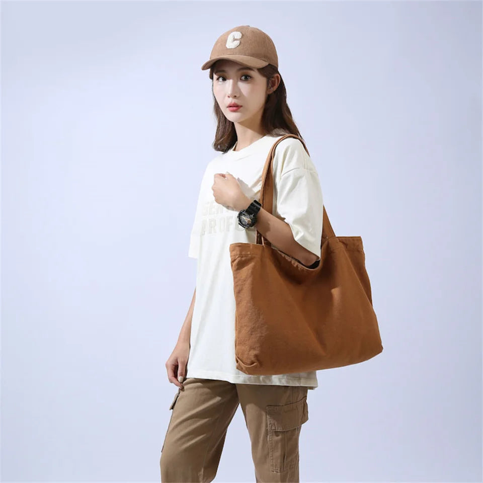Women's Leisure Canvas Shoulder Bags Retro Large-capacity Handbags Designer High Quality Fashion Female Versatile Crossbody Bags