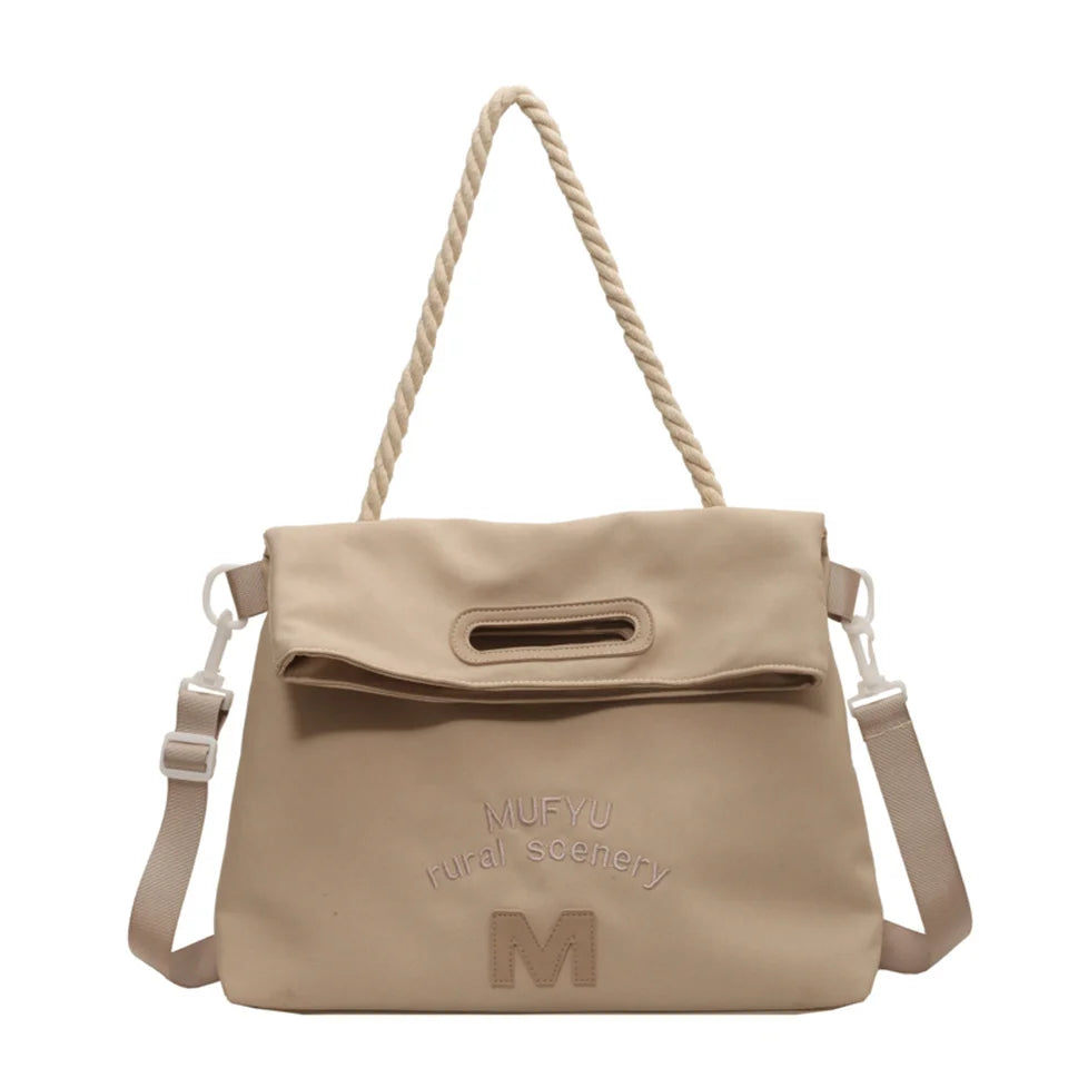 Women's Leisure Canvas Shoulder Bags Simplicity Large-capacity Ladies Fashion Versatile Travel Handbags Student Commute Tote Bag