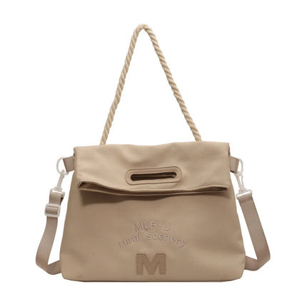 Women's Leisure Canvas Shoulder Bags Simplicity Large-capacity Ladies Fashion Versatile Travel Handbags Student Commute Tote Bag