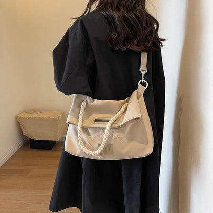 Women's Leisure Canvas Shoulder Bags Simplicity Large-capacity Ladies Fashion Versatile Travel Handbags Student Commute Tote Bag
