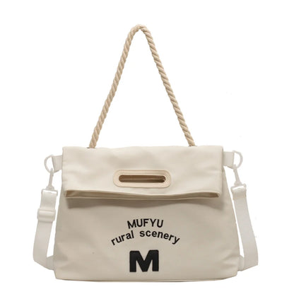 Women's Leisure Canvas Shoulder Bags Simplicity Large-capacity Ladies Fashion Versatile Travel Handbags Student Commute Tote Bag