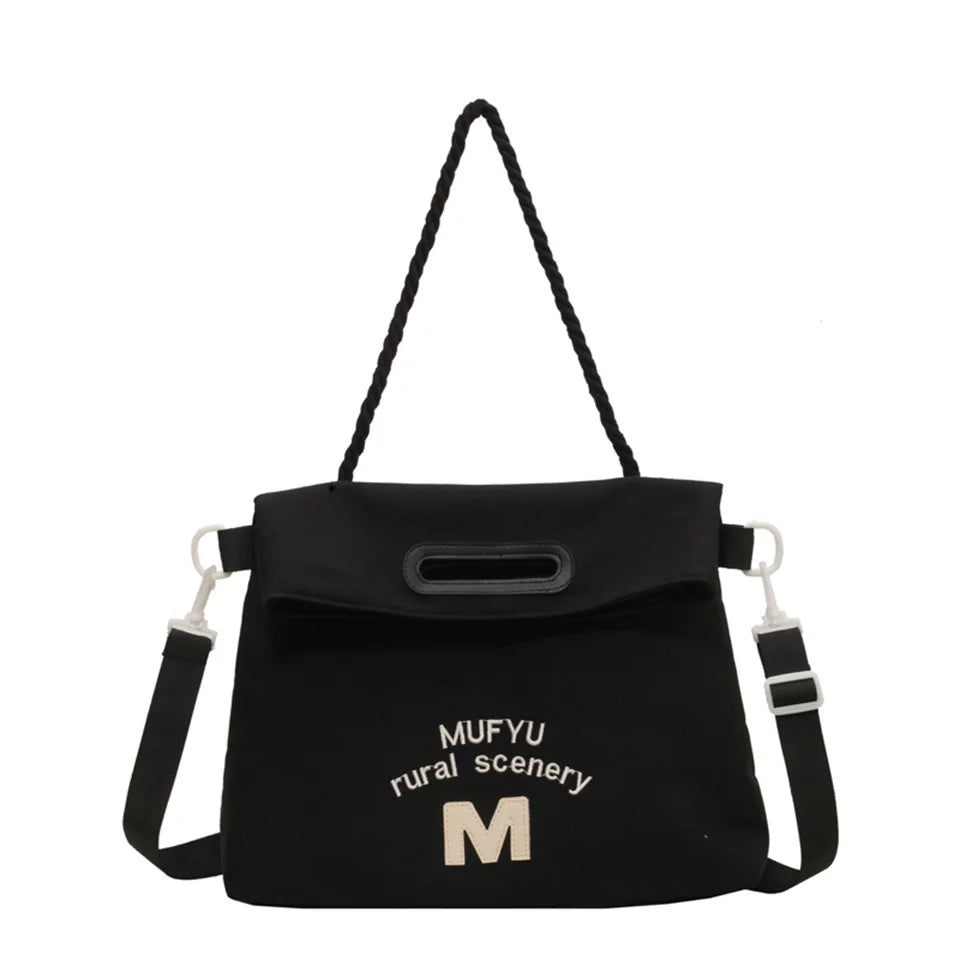 Women's Leisure Canvas Shoulder Bags Simplicity Large-capacity Ladies Fashion Versatile Travel Handbags Student Commute Tote Bag