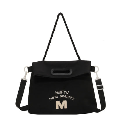 Women's Leisure Canvas Shoulder Bags Simplicity Large-capacity Ladies Fashion Versatile Travel Handbags Student Commute Tote Bag