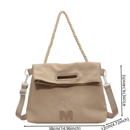 Women's Leisure Canvas Shoulder Bags Simplicity Large-capacity Ladies Fashion Versatile Travel Handbags Student Commute Tote Bag