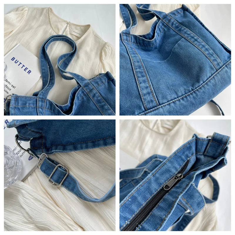 Women's Leisure Denim Shoulder Bags Designer High Quality Ladies Fashion Handbags Large-capacity Female Light Crossbody Bags