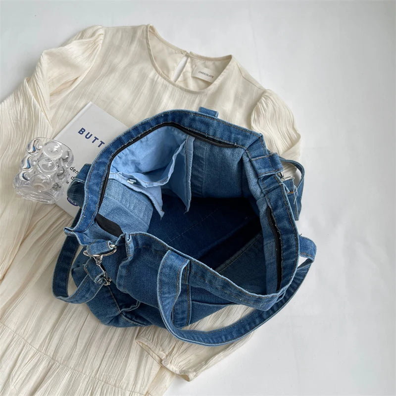 Women's Leisure Denim Shoulder Bags Designer High Quality Ladies Fashion Handbags Large-capacity Female Light Crossbody Bags