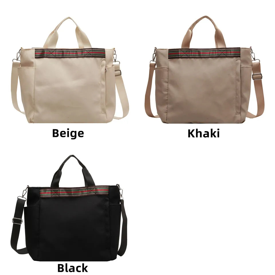 Women's Leisure Retro Canvas Shoulder Bags Large-capacity Ethnic Style Tote Bags Female Fashion Solid Color Versatile Handbags
