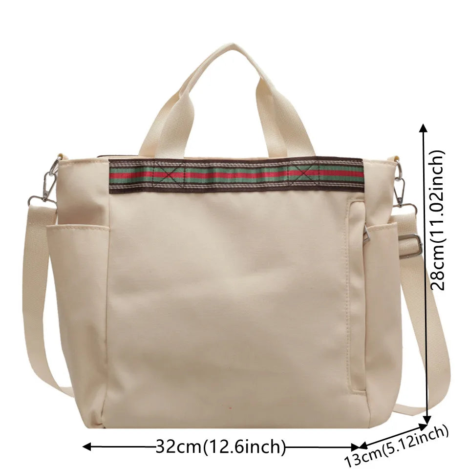 Women's Leisure Retro Canvas Shoulder Bags Large-capacity Ethnic Style Tote Bags Female Fashion Solid Color Versatile Handbags