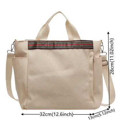 Women's Leisure Retro Canvas Shoulder Bags Large-capacity Ethnic Style Tote Bags Female Fashion Solid Color Versatile Handbags