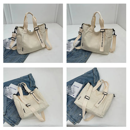 Women's Leisure Retro Canvas Shoulder Bags Large-capacity Ethnic Style Tote Bags Female Fashion Versatile Handbags