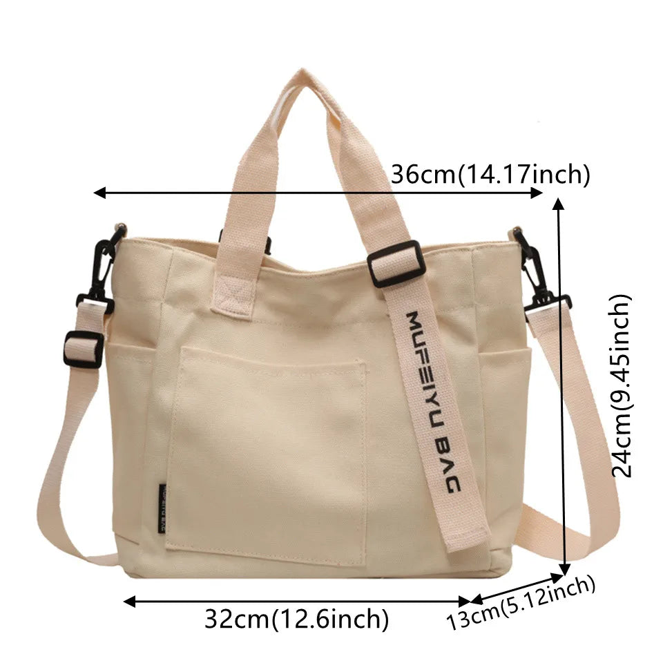 Women's Leisure Retro Canvas Shoulder Bags Large-capacity Ethnic Style Tote Bags Female Fashion Versatile Handbags