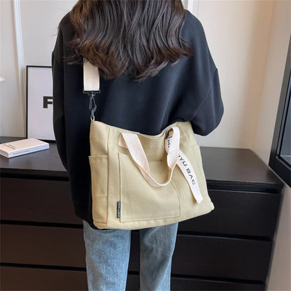Women's Leisure Retro Canvas Shoulder Bags Large-capacity Ethnic Style Tote Bags Female Fashion Versatile Handbags