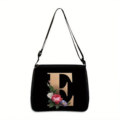 Women's Letter Flower Handbag Fashionable Portable Crossbody Adjustable Shoulder Bag