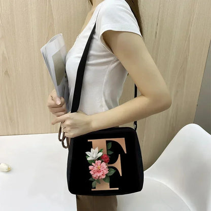 Women's Letter Flower Handbag Fashionable Portable Crossbody Adjustable Shoulder Bag