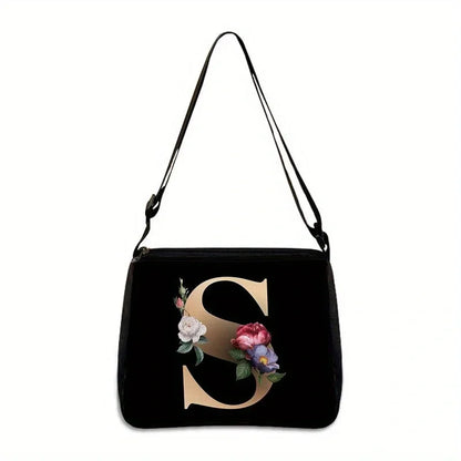 Women's Letter Flower Handbag Fashionable Portable Crossbody Adjustable Shoulder Bag