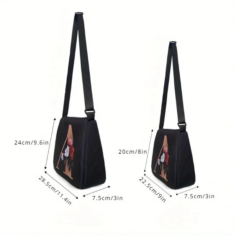 Women's Letter Flower Handbag Fashionable Portable Crossbody Adjustable Shoulder Bag