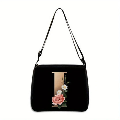 Women's Letter Flower Handbag Fashionable Portable Crossbody Adjustable Shoulder Bag