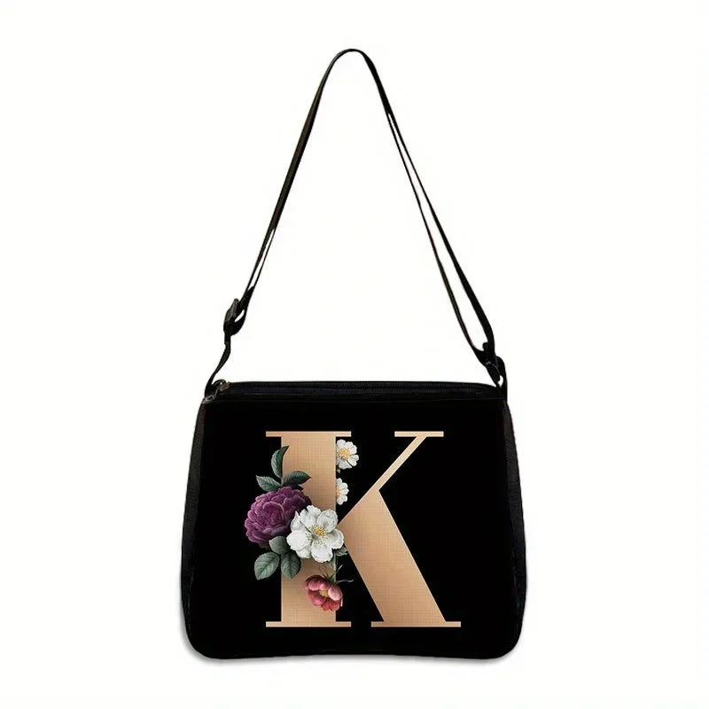 Women's Letter Flower Handbag Fashionable Portable Crossbody Adjustable Shoulder Bag