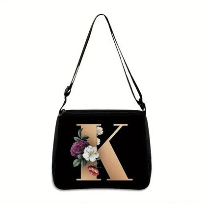 Women's Letter Flower Handbag Fashionable Portable Crossbody Adjustable Shoulder Bag