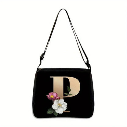 Women's Letter Flower Handbag Fashionable Portable Crossbody Adjustable Shoulder Bag