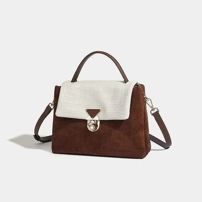 Women's Messenger 2024 Retro Crocodile Pattern Color Block Shoulder Commuting Handbag Large Capacity Crossbody Bag