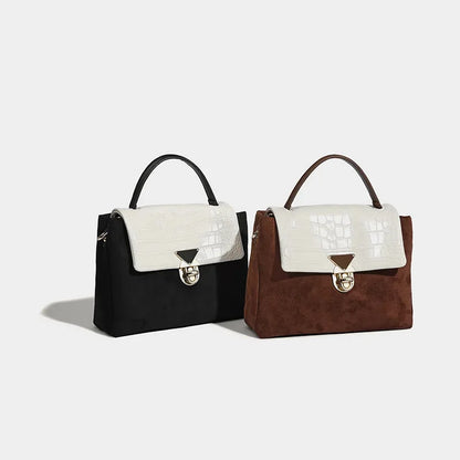 Women's Messenger 2024 Retro Crocodile Pattern Color Block Shoulder Commuting Handbag Large Capacity Crossbody Bag