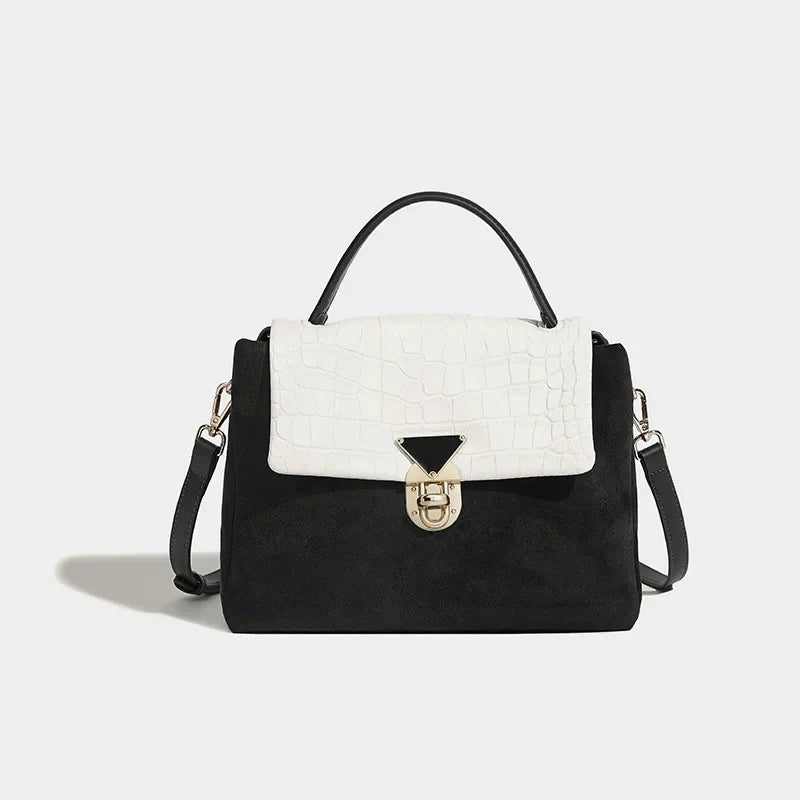 Women's Messenger 2024 Retro Crocodile Pattern Color Block Shoulder Commuting Handbag Large Capacity Crossbody Bag
