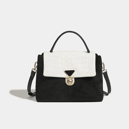 Women's Messenger 2024 Retro Crocodile Pattern Color Block Shoulder Commuting Handbag Large Capacity Crossbody Bag