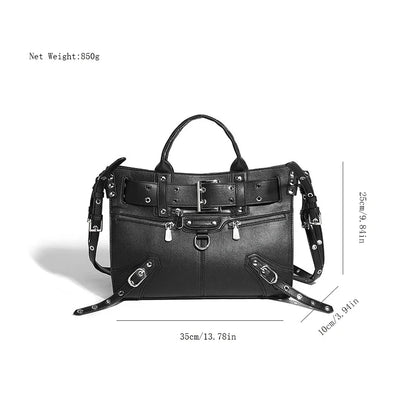 Women's Motorcycle Heavy Industry Rivet 2024 High-end Design Large Capacity Tote PU leather Trendy Crossbody Bag