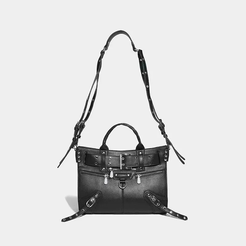 Women's Motorcycle Heavy Industry Rivet 2024 High-end Design Large Capacity Tote PU leather Trendy Crossbody Bag