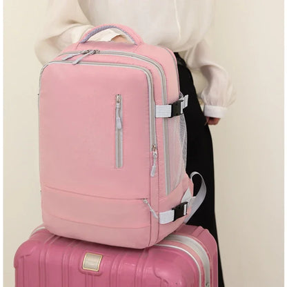 Women's Multifunctional Travel Backpack Luggage Bag with USB Interface Independent Shoe Cabinet Can Board The Plane