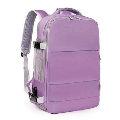 Women's Multifunctional Travel Backpack Luggage Bag with USB Interface Independent Shoe Cabinet Can Board The Plane