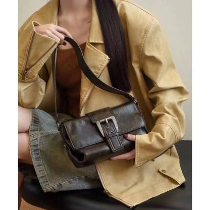 Women's New 2024 Single Shoulder Crossbody Retro Motorcycle Small Bag Underarm Bag