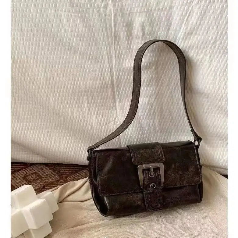 Women's New 2024 Single Shoulder Crossbody Retro Motorcycle Small Bag Underarm Bag